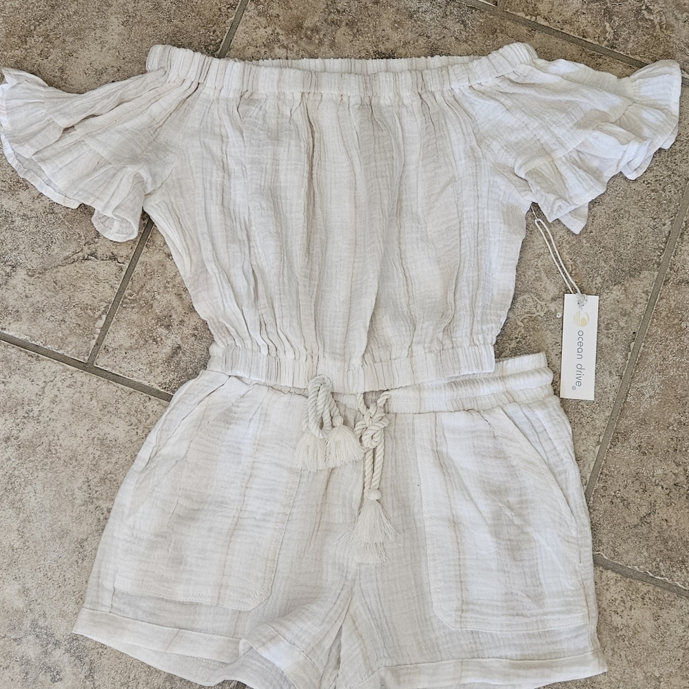 Ocean drive white matching beach set, Small, NWT